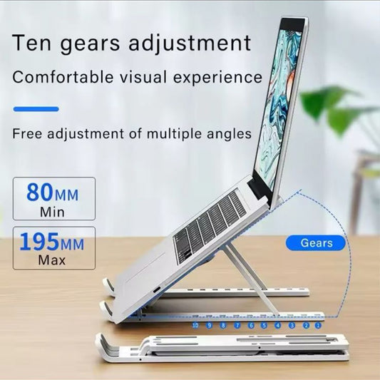 Foldable Laptop Stand Adjustable Aluminum Metal Stand with Anti-Slip Rubber Grips Ergonomic Folding Laptop Holder for All Sizes Adjustable Height for Comfortable View