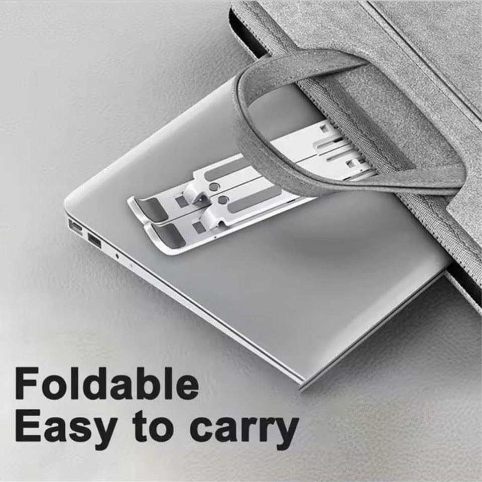 Foldable Laptop Stand Adjustable Aluminum Metal Stand with Anti-Slip Rubber Grips Ergonomic Folding Laptop Holder for All Sizes Adjustable Height for Comfortable View