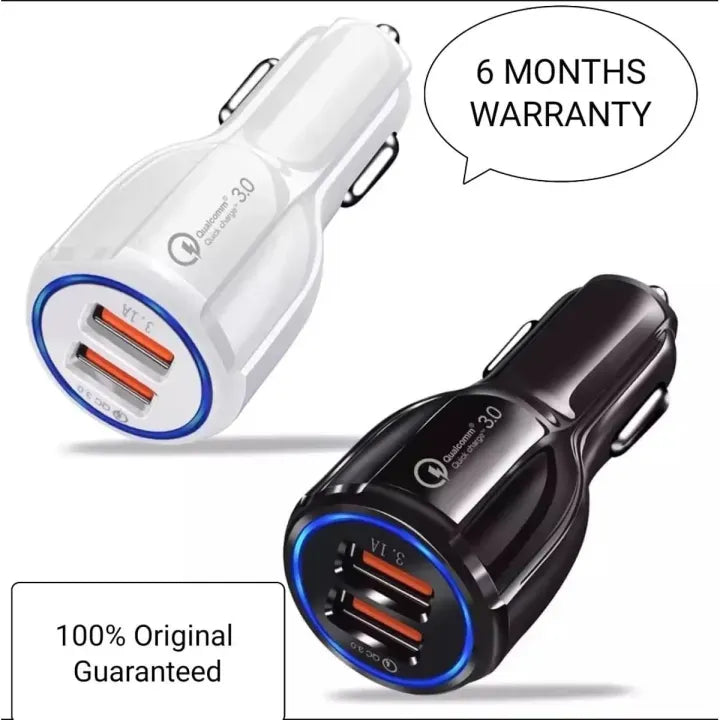 100% Original Imported POWER Car Charger [ 1 Min More than 1% Charging ]18 Watt Car Charger Fast 30w 18w 18 w 3.1 A 3A 4A 2A .