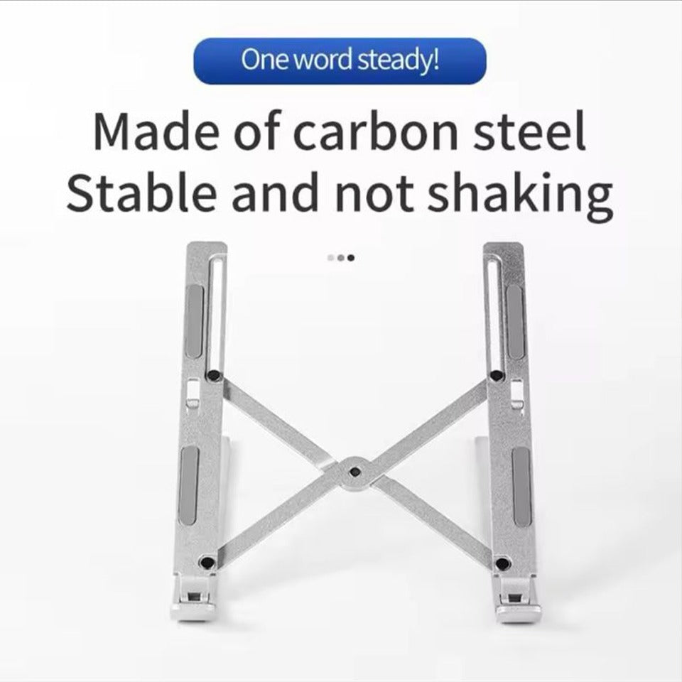 Foldable Laptop Stand Adjustable Aluminum Metal Stand with Anti-Slip Rubber Grips Ergonomic Folding Laptop Holder for All Sizes Adjustable Height for Comfortable View