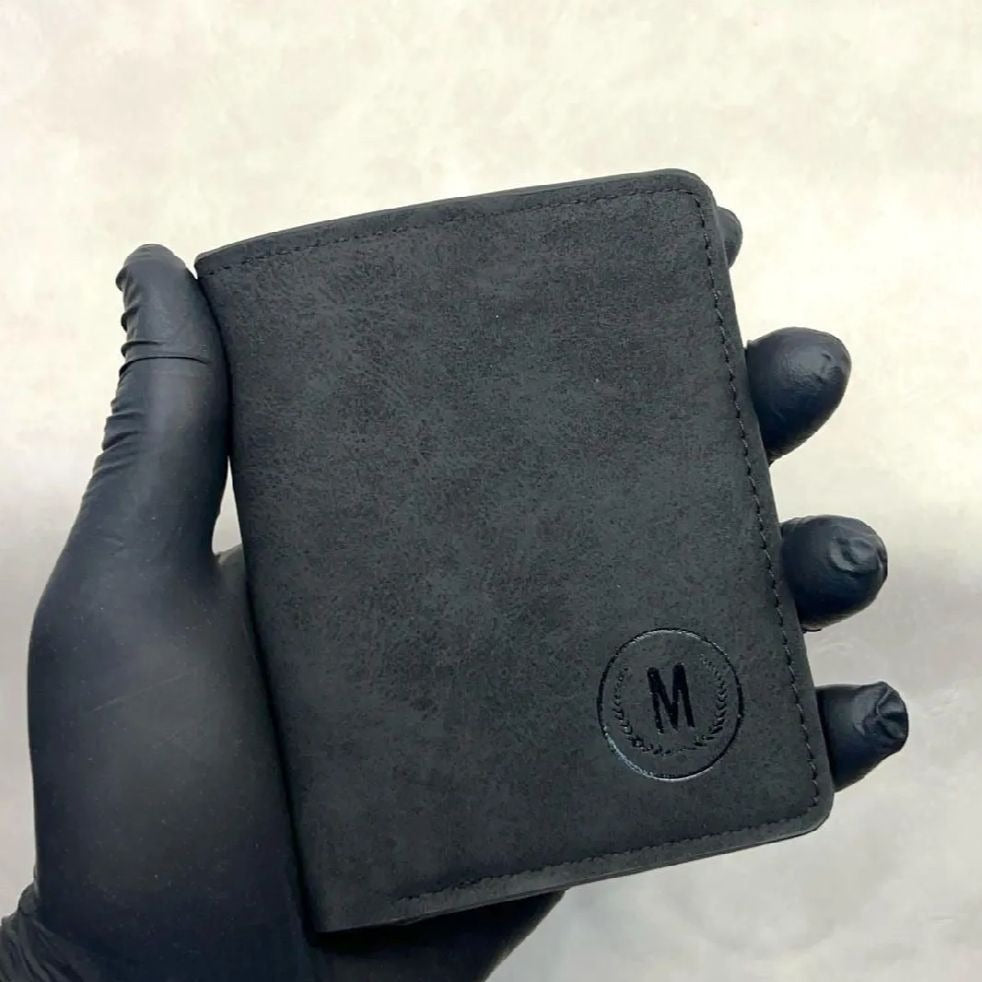 Premium Grain-Textured PU Leather Ultra-Slim Bifold with Quick-Access Card Slots Wallet for Men